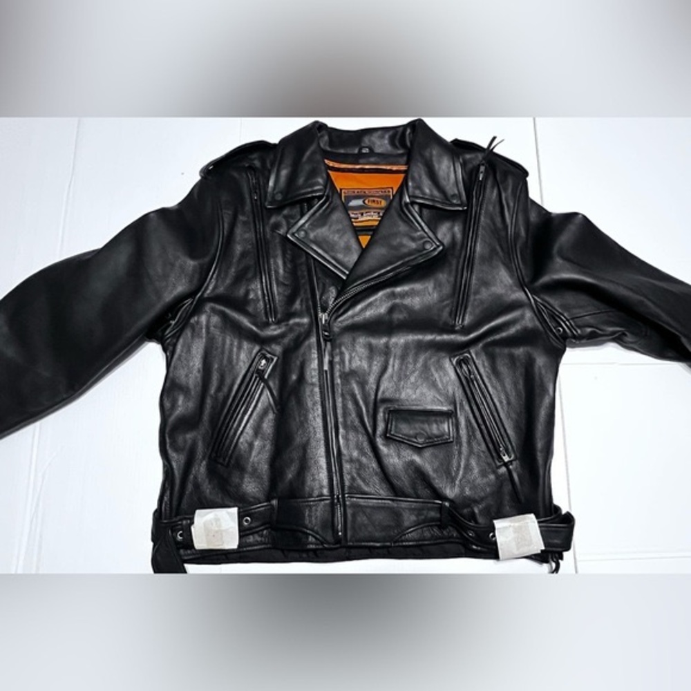 Never Worn real leather Riding motorcycle jacket zip out lining